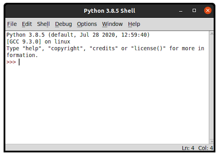 Python interpreter Screen